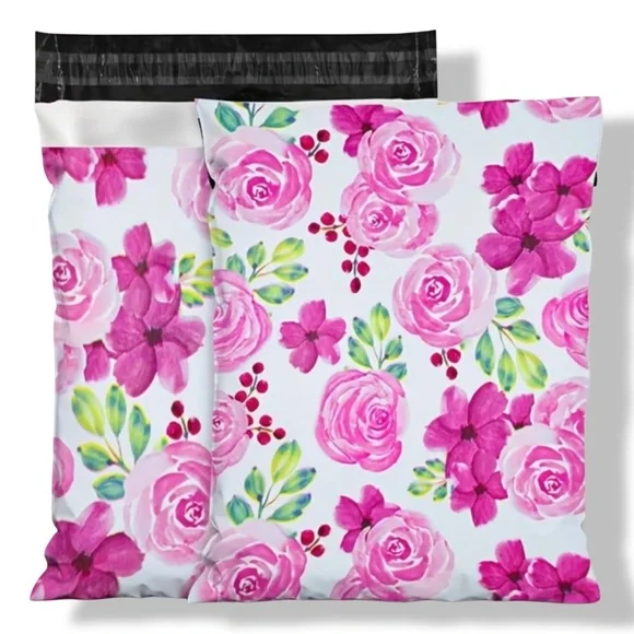 10 Count 10x13 Pink Floral Polymailers - Picture 1 of 1